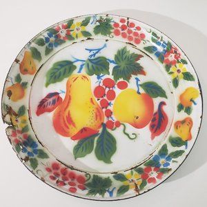 Vintage Fruit Motif Metal Serving Tray